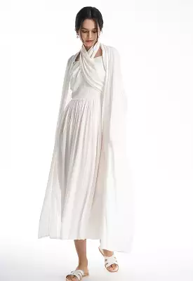 Embroider Striped Open Maxi Abaya