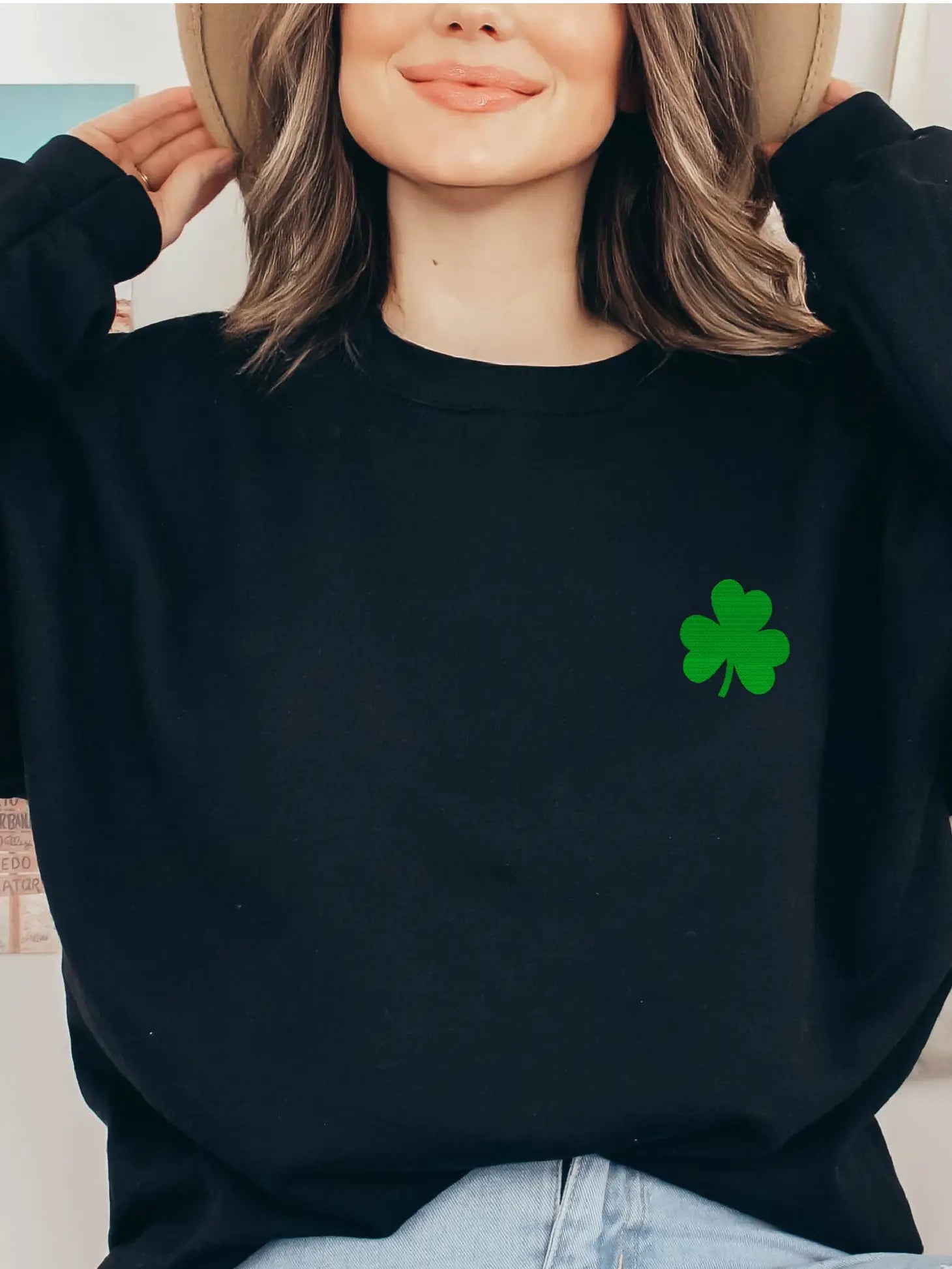 Embroidered Shamrock Sweatshirt