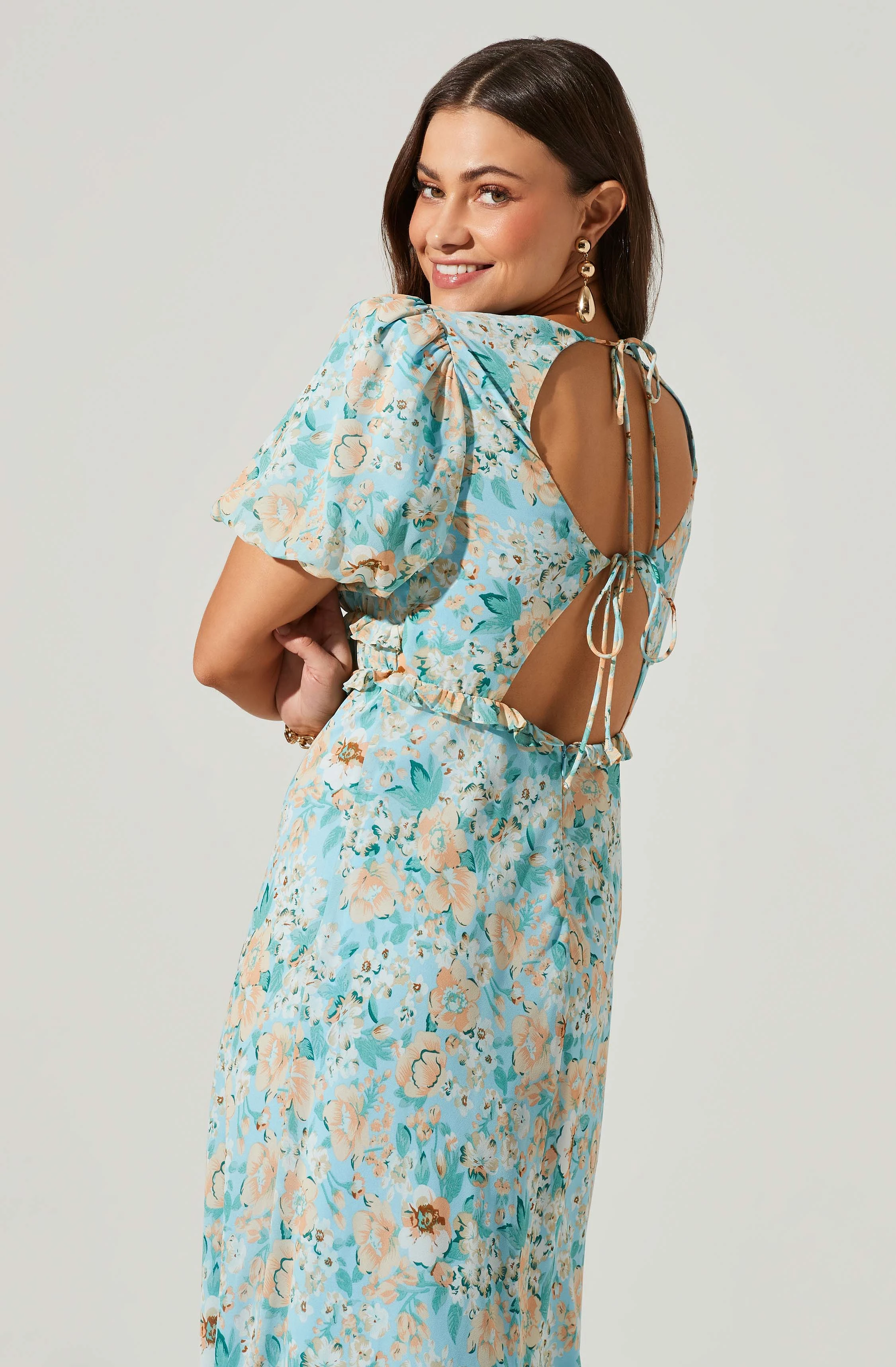 Esperanza Floral Puff Sleeve Midi Dress