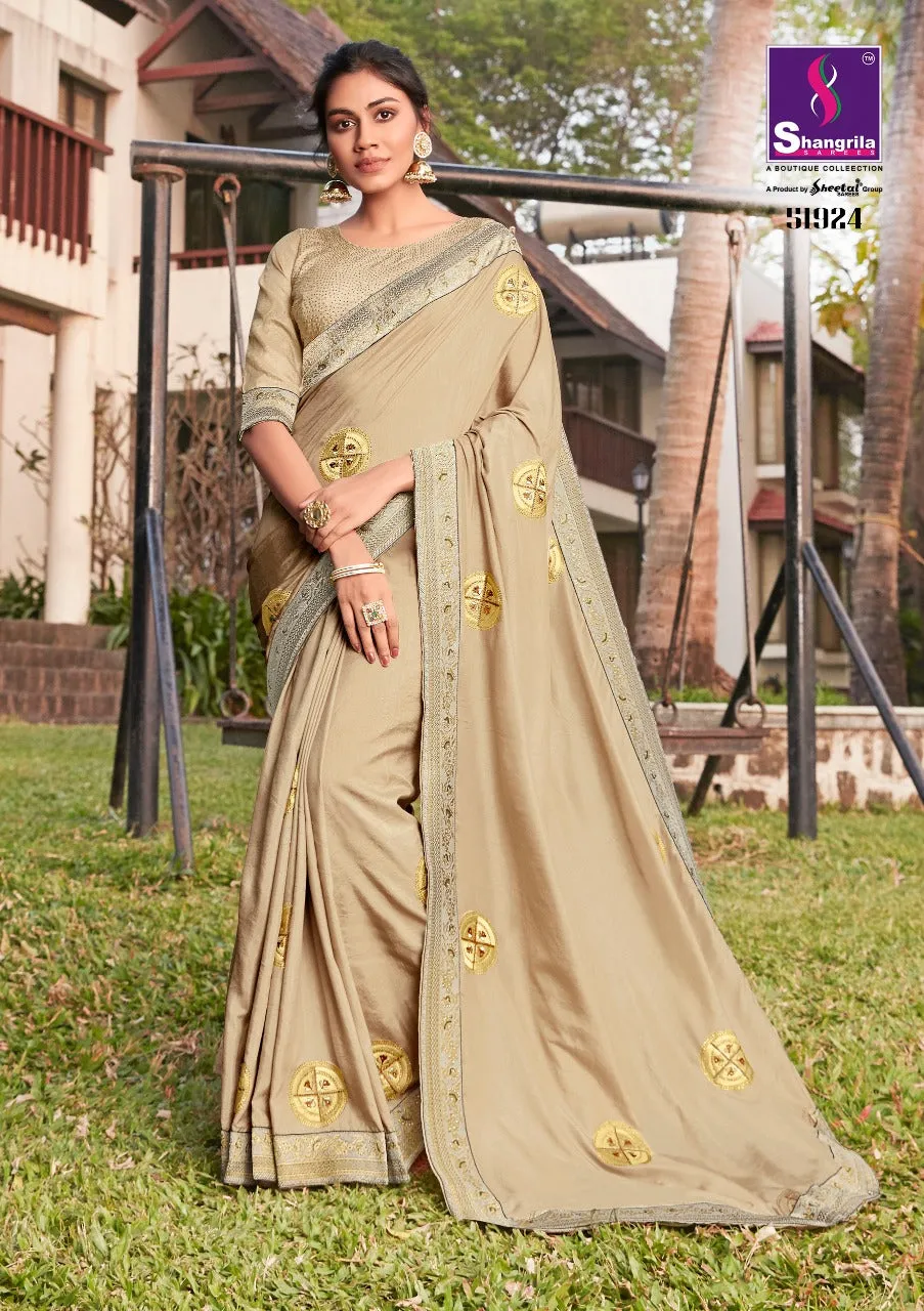 Fashion Frame Shangrila Soft Dolla SIilk  Embroidery Work Sarees