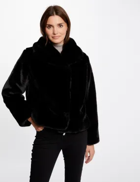 Faux fur coat black women