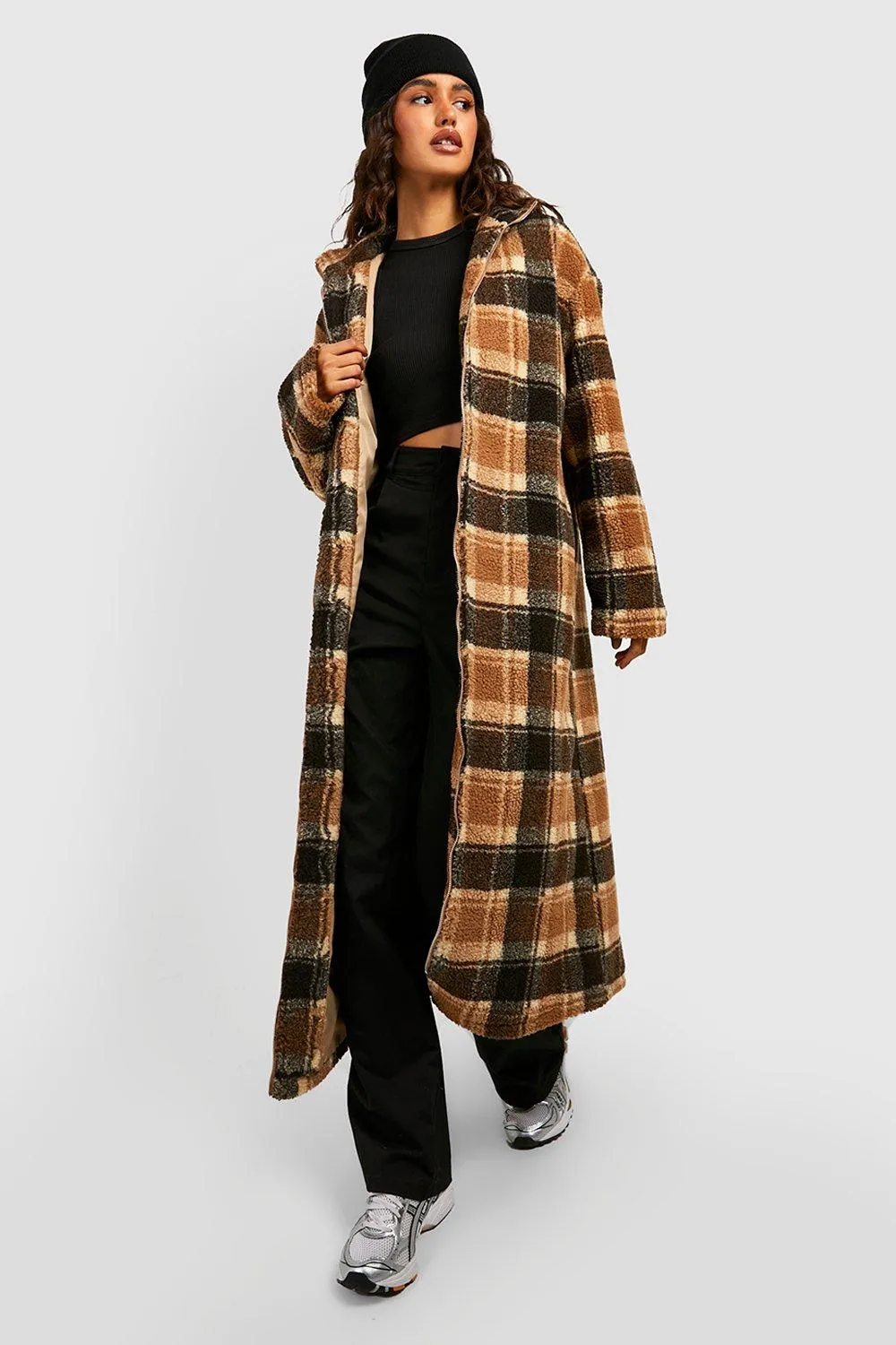 Flannel Borg Maxi Coat