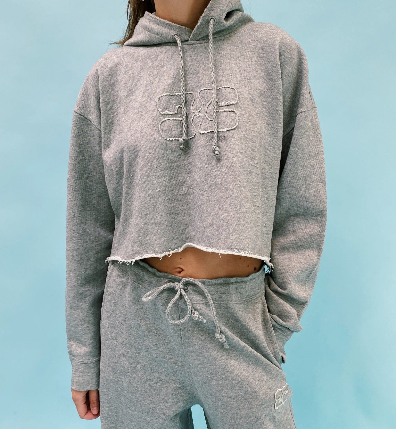 Ganni Isoli Cropped Oversized Hoodie