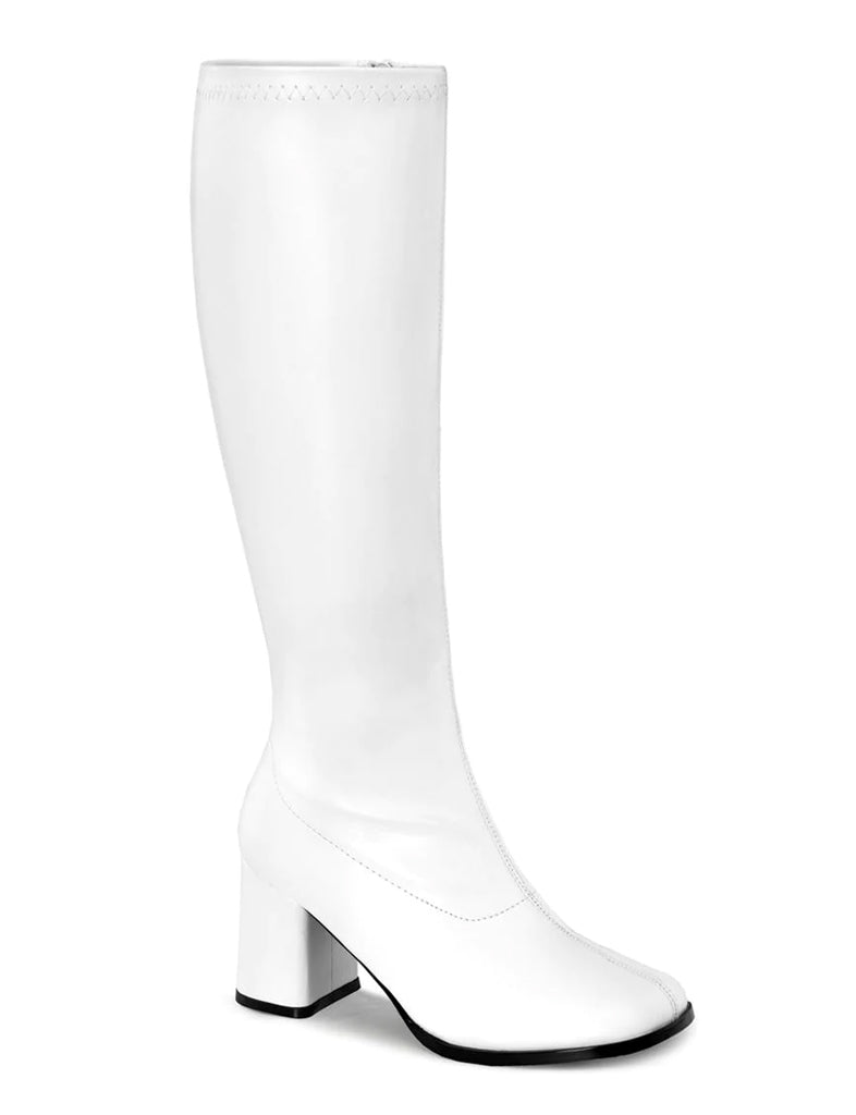 GOGO 300 BOOTS WIDE CALF - WHITE VEGAN LEATHER *PRE ORDER*