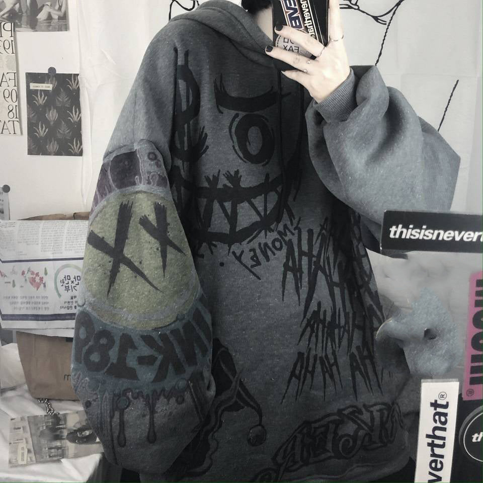 Gothic Cartoon Women Punk Oversize Hooded Sweatshirts