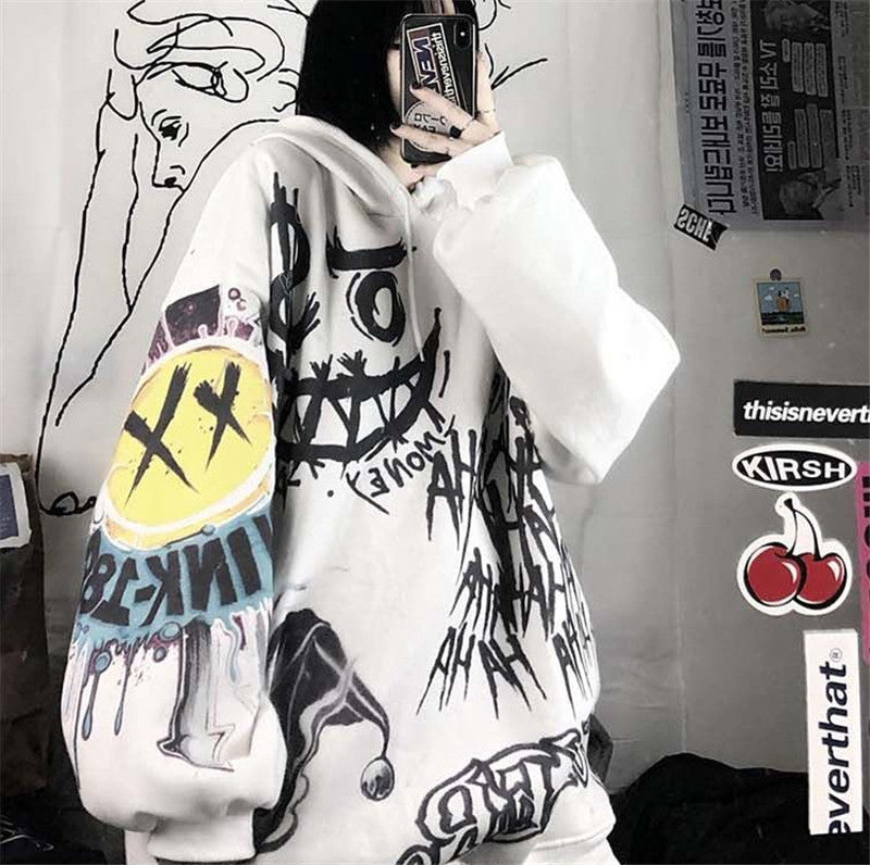 Gothic Cartoon Women Punk Oversize Hooded Sweatshirts