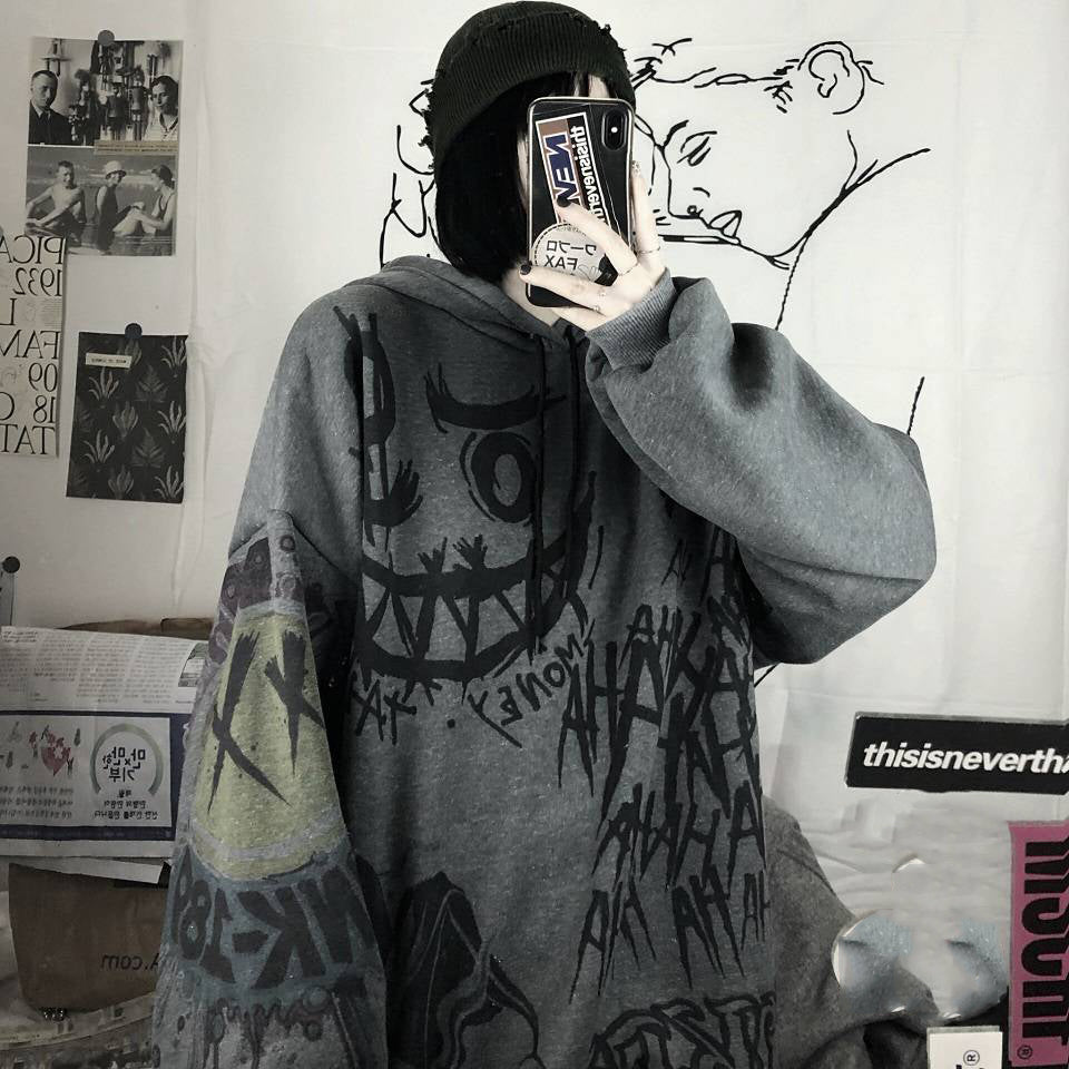 Gothic Cartoon Women Punk Oversize Hooded Sweatshirts