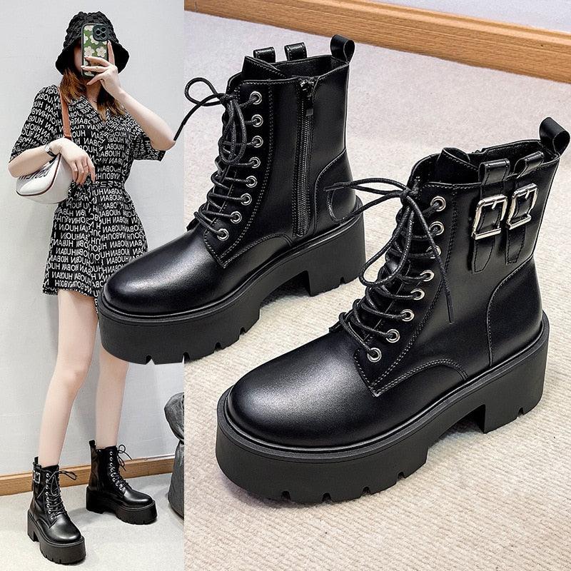 Gothic Motorcycle Ankle Boots