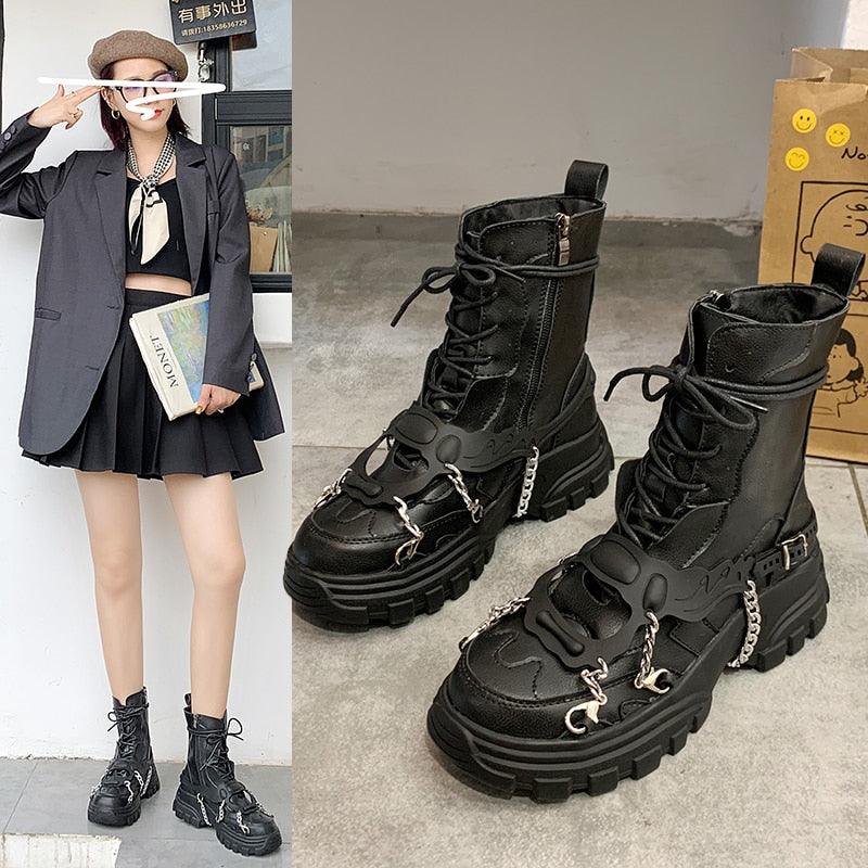 Gothic Motorcycle Ankle Boots