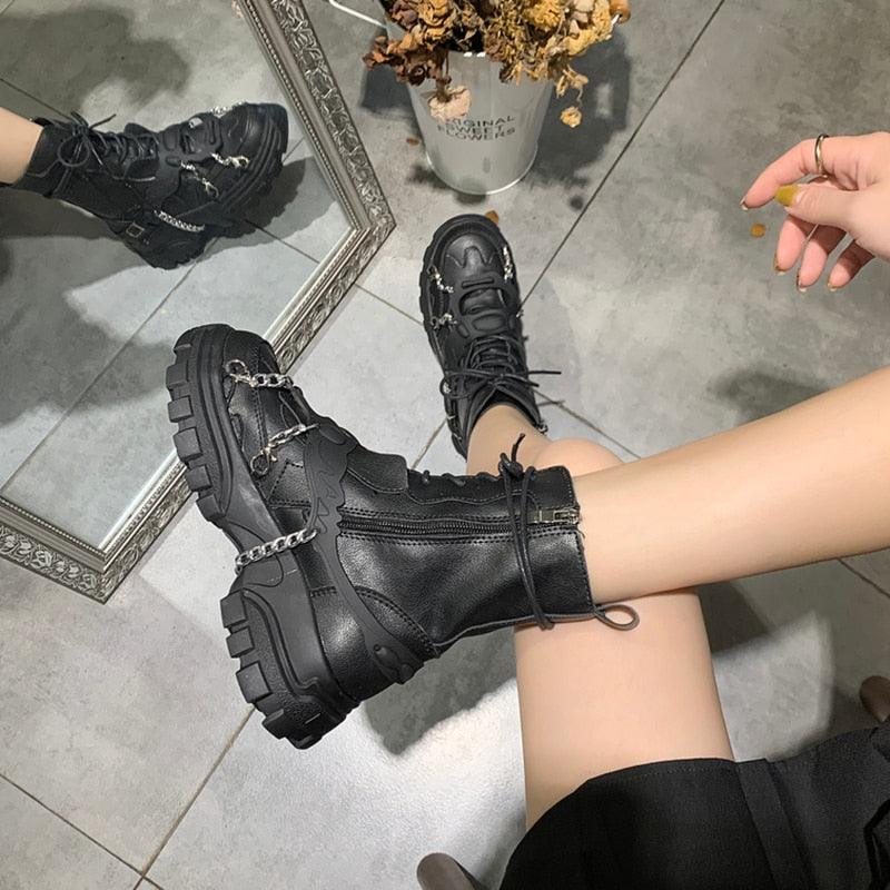 Gothic Motorcycle Ankle Boots