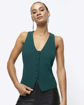 Green button front waistcoat