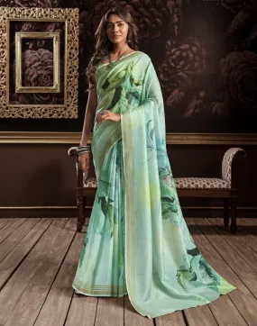 Green Silk Printed Sarees