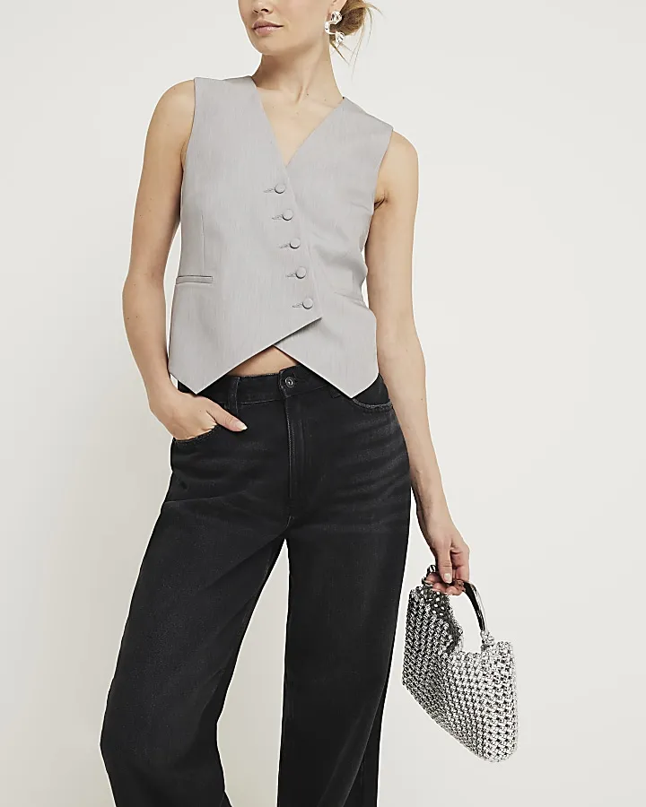 Grey asymmetric waistcoat