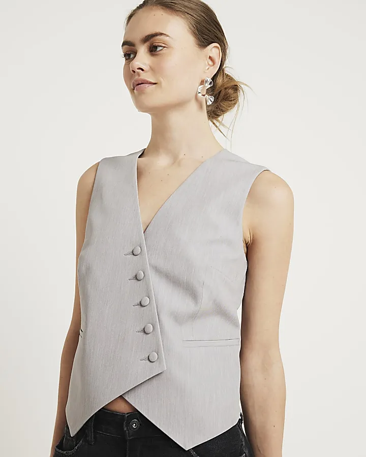 Grey asymmetric waistcoat