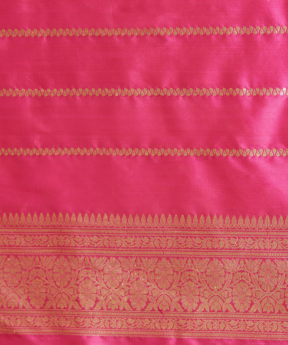 Handloom Magenta Pure Katan Silk Banarasi Saree With Meenakari Floral Jaal