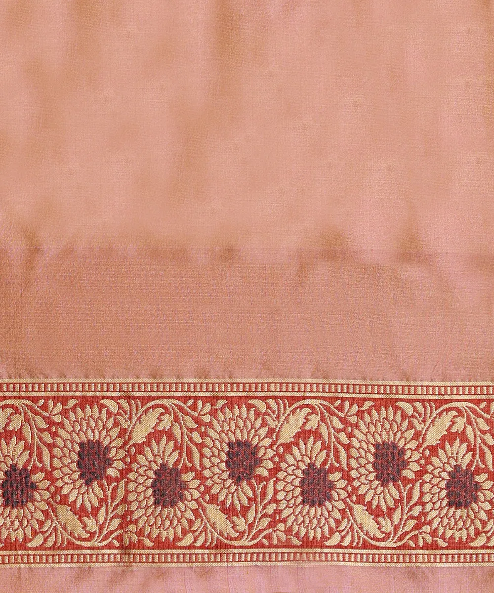 Handloom Old Rose Pink Pure Katan Silk Banarasi Saree With Pink Meenakari Floral Border