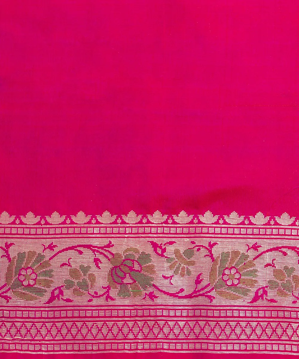 Handloom Pink Pure Katan Silk Banarasi Saree with Zari Base Meenakari Jaal