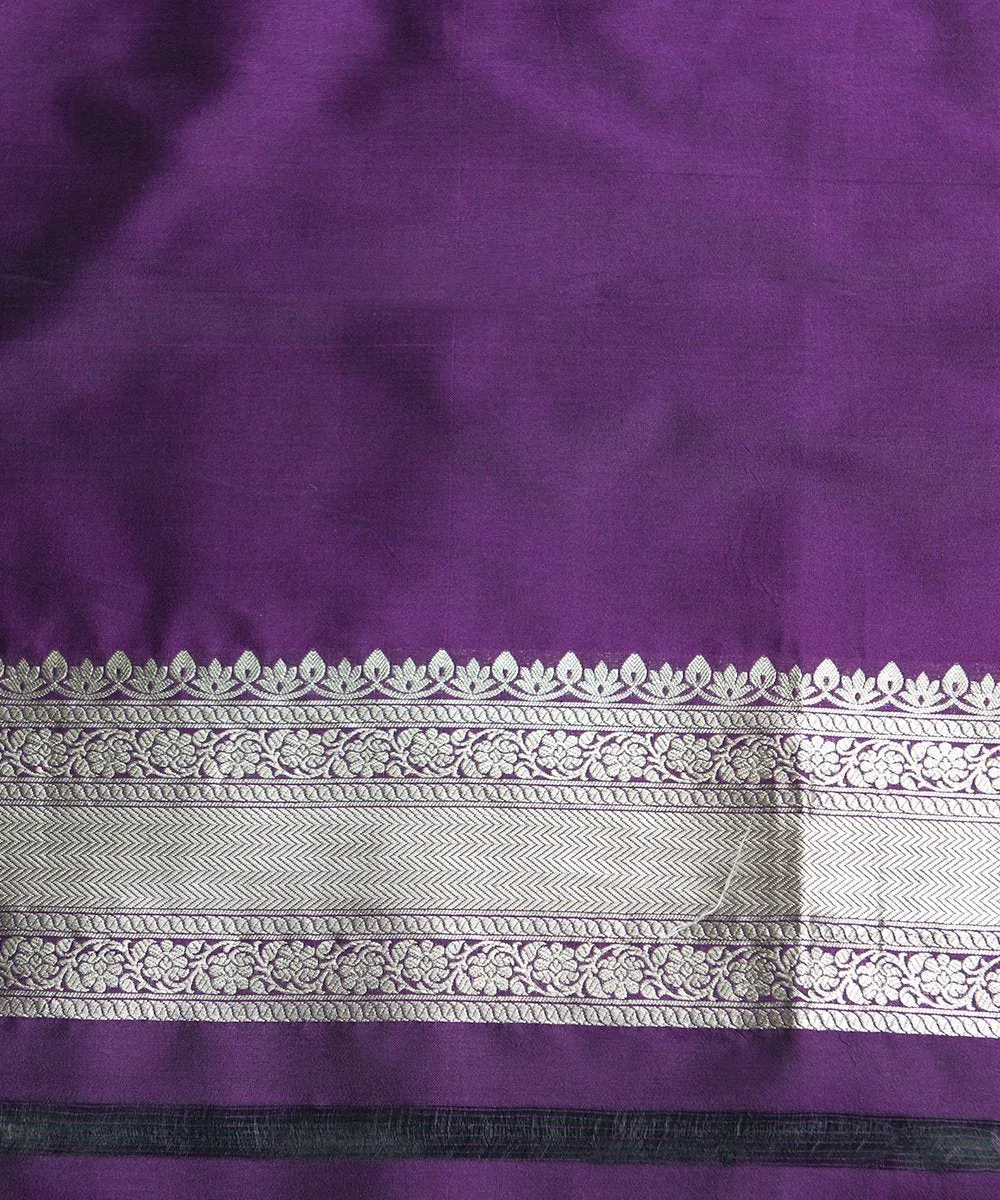 Handloom Purple Katan Silk Handloom Zari Booti Banarasi Saree