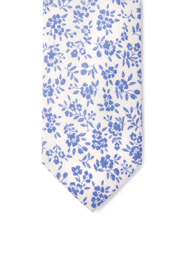 Henry Floral Print Necktie - Blue