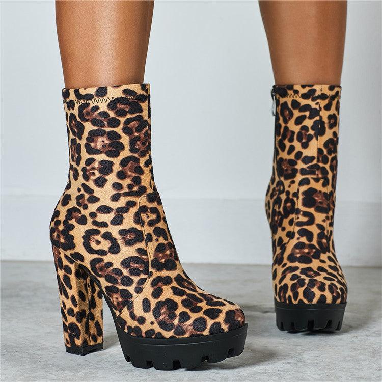 High Heels Ankle Boots Thick Platform