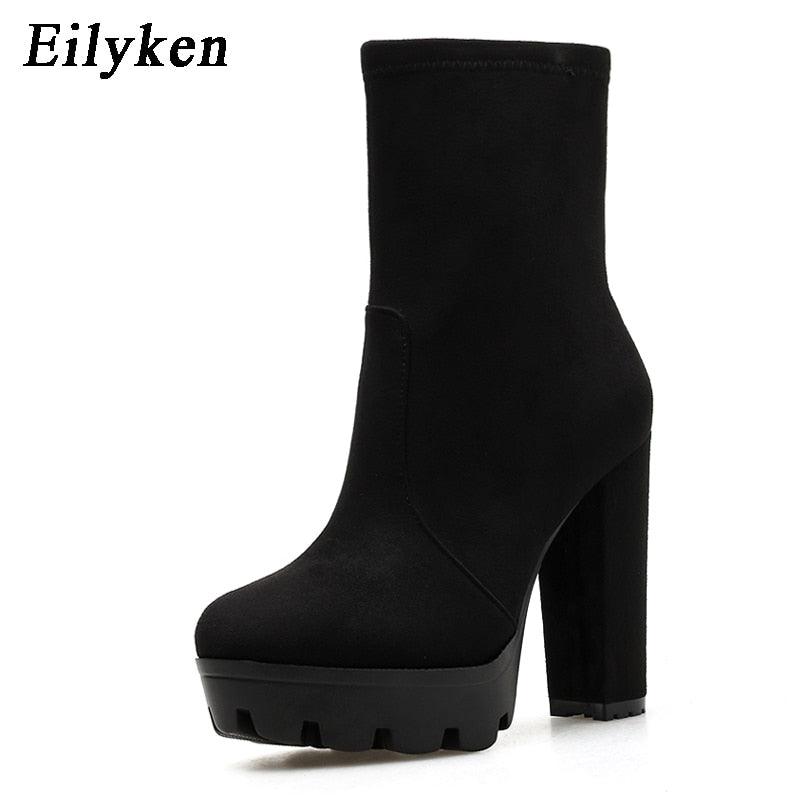 High Heels Ankle Boots Thick Platform