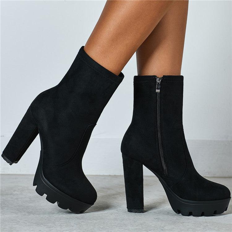 High Heels Ankle Boots Thick Platform