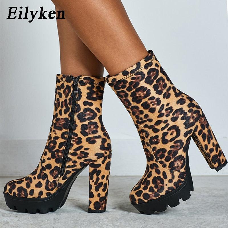 High Heels Ankle Boots Thick Platform