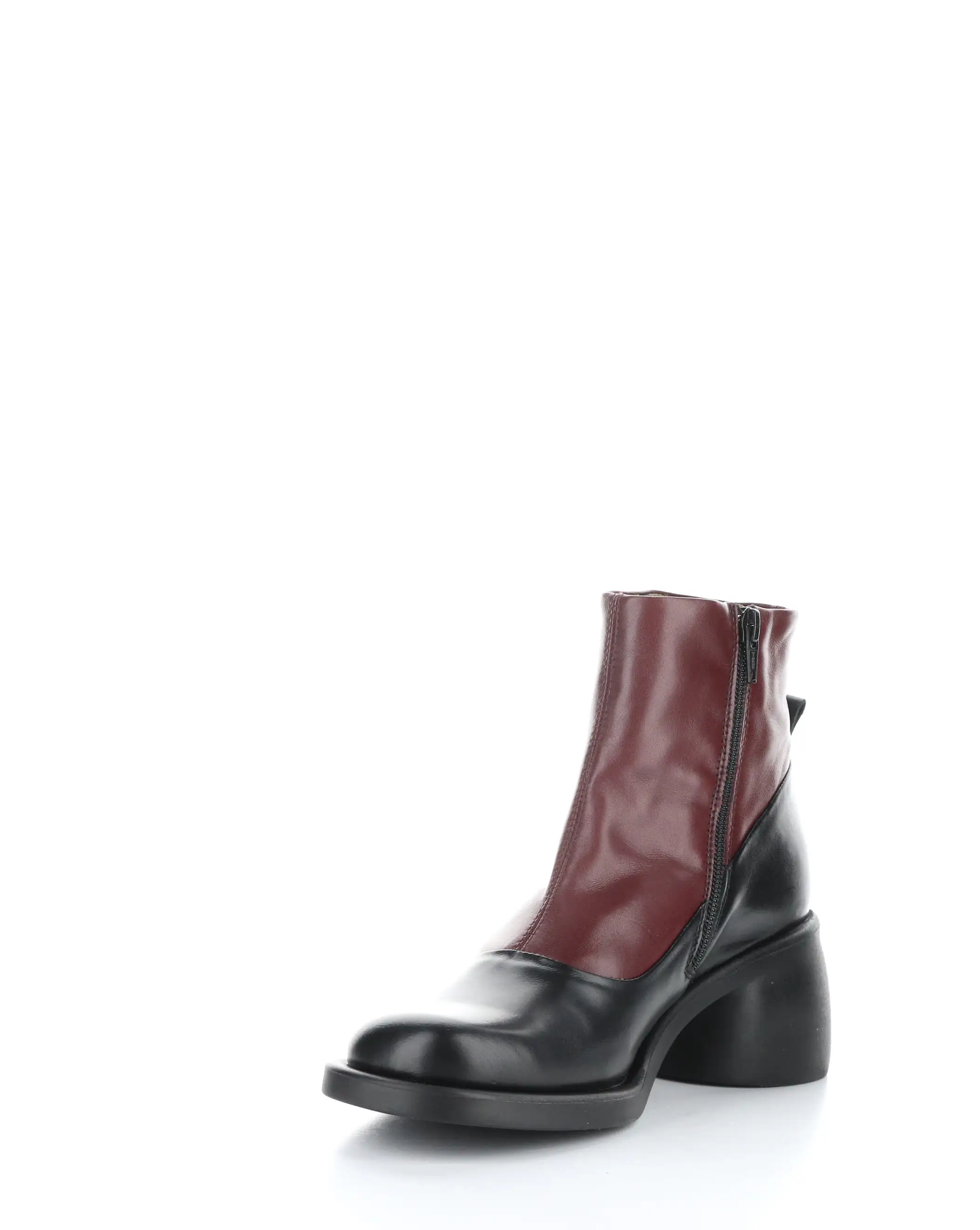 HINT003FLY 002 BLACK/WINE Round Toe Boots