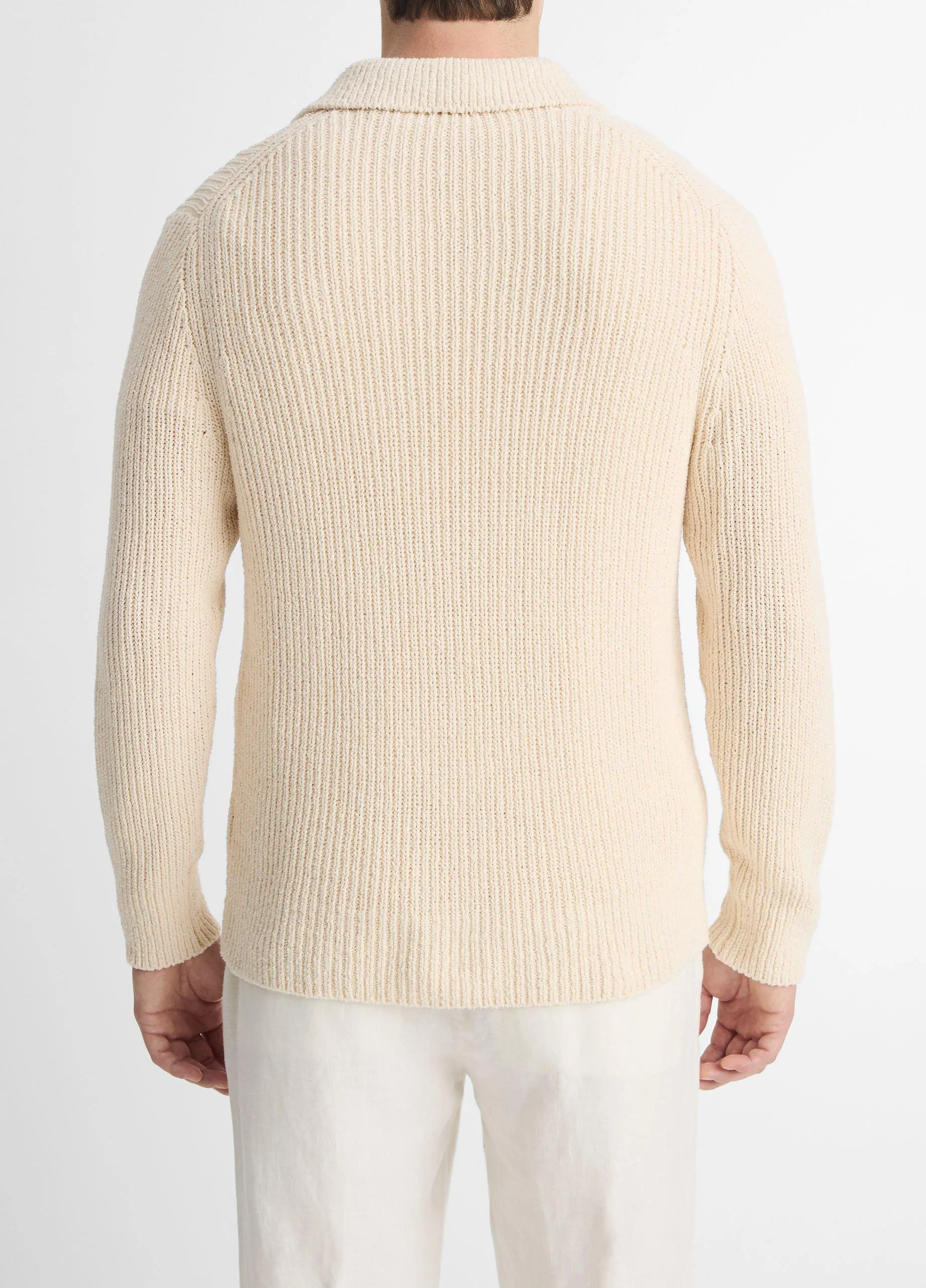 Italian Cotton-Blend Shaker Polo Sweater