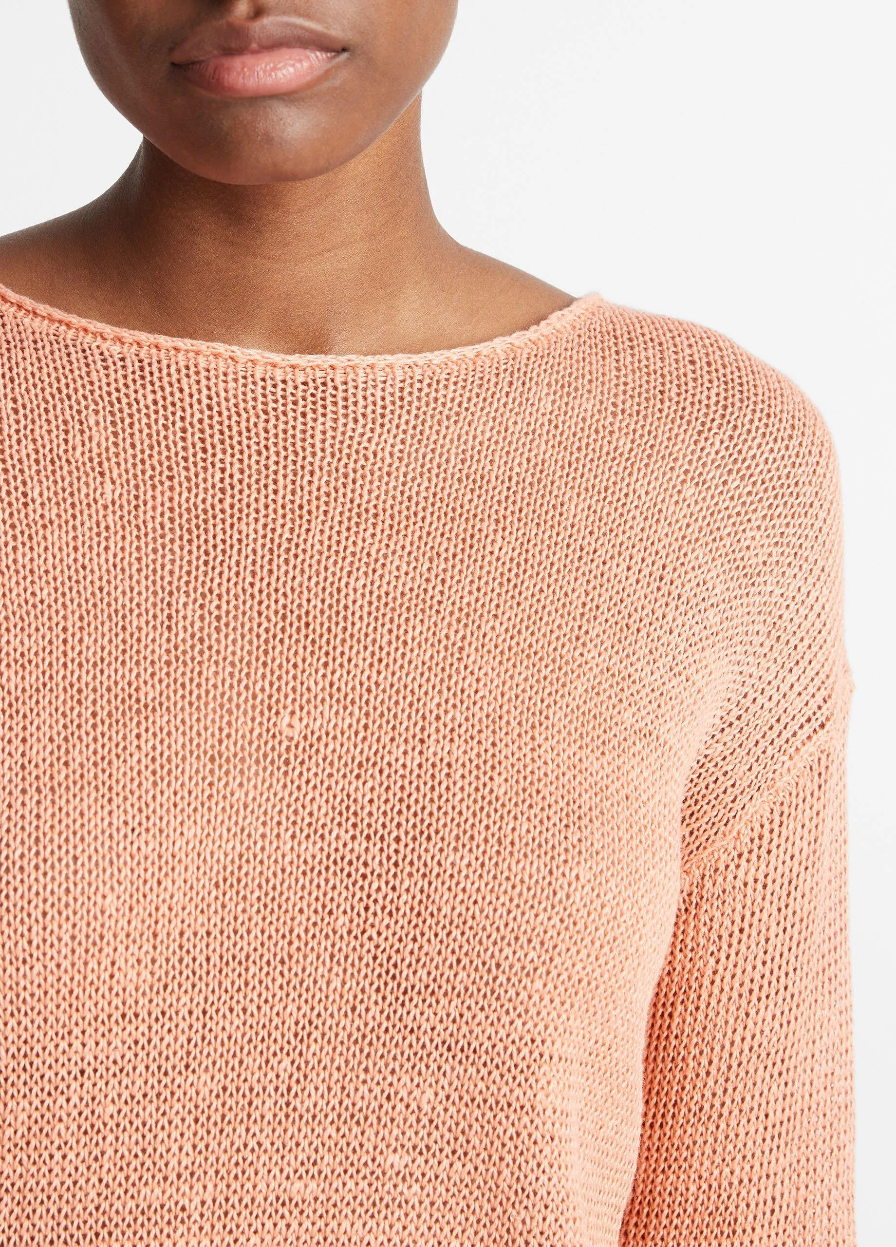 Italian Linen Drop-Shoulder Pullover Sweater