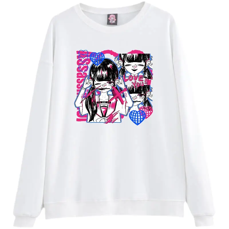 japanese dark Assassin cartoon print pullover hoodie BY900037