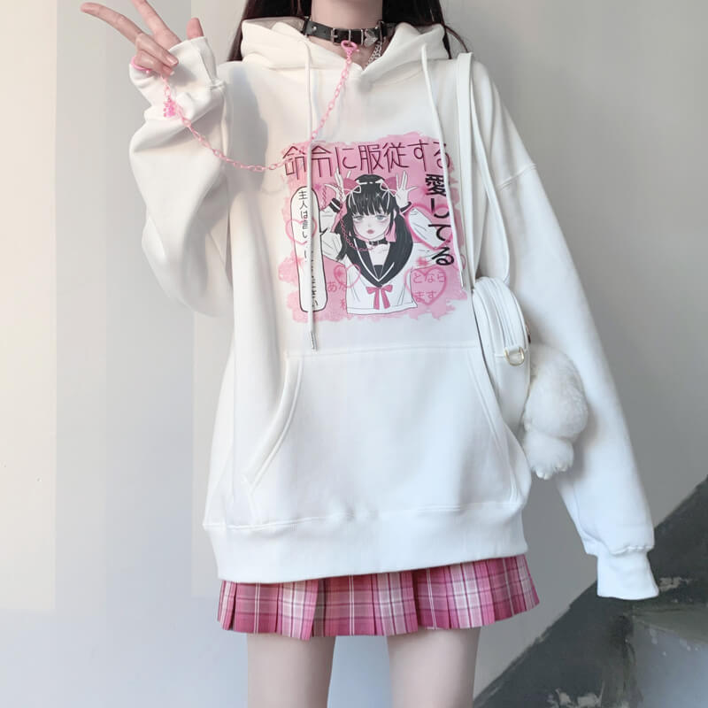 Japanese original lovely sweet vitality girl hooded with velvet BY900031