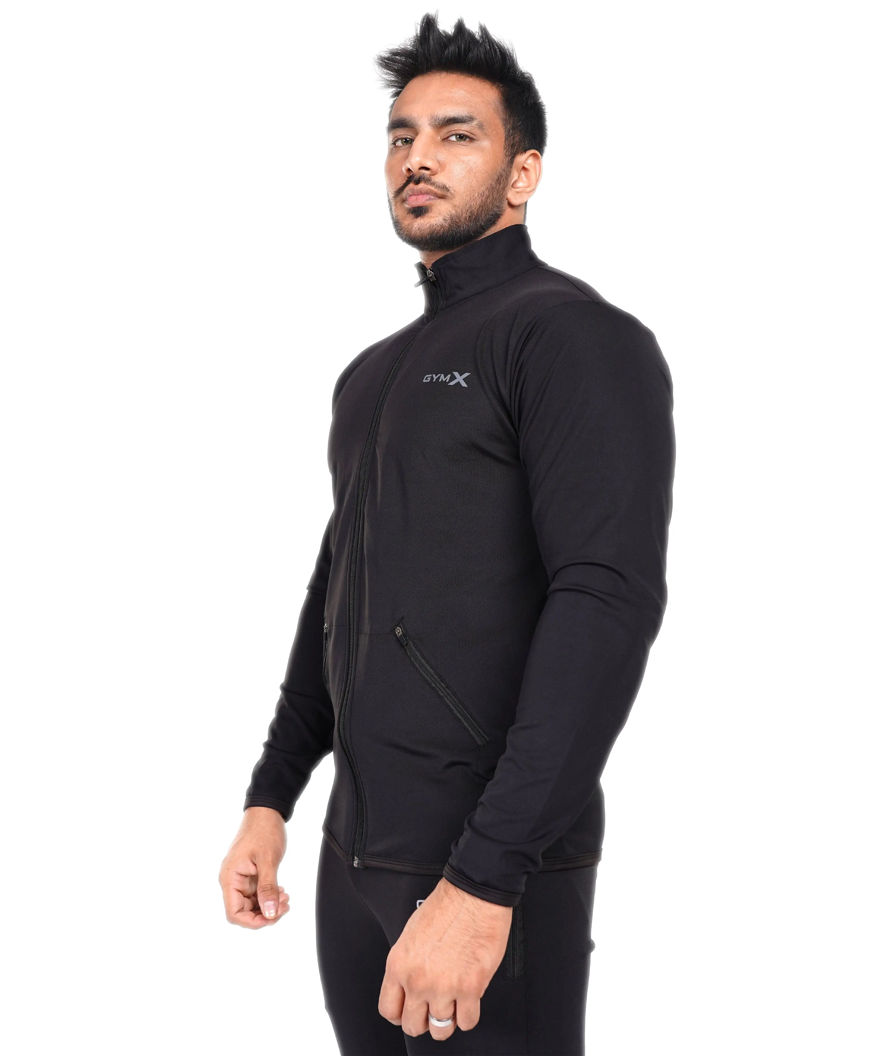 Jet Black GymX Windbreaker Summer Jacket (Dedicated Phone Pocket) - Sale