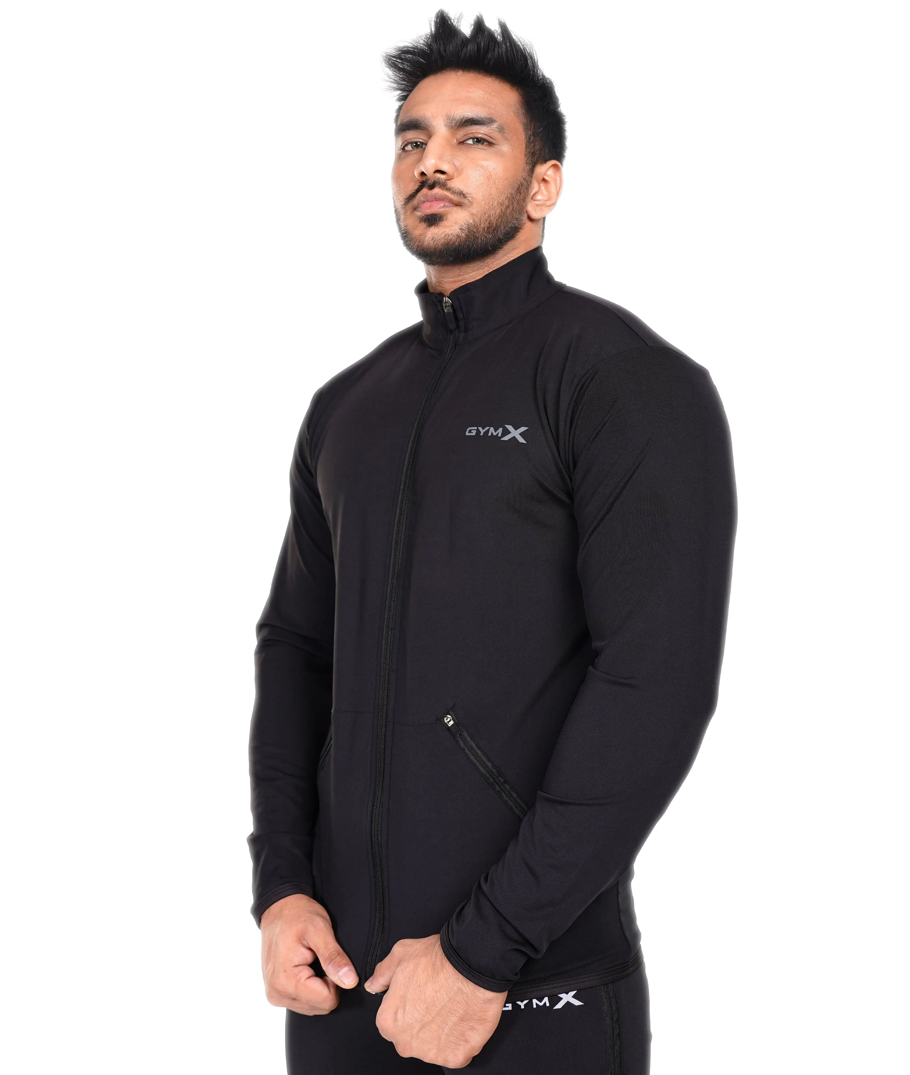 Jet Black GymX Windbreaker Summer Jacket (Dedicated Phone Pocket) - Sale