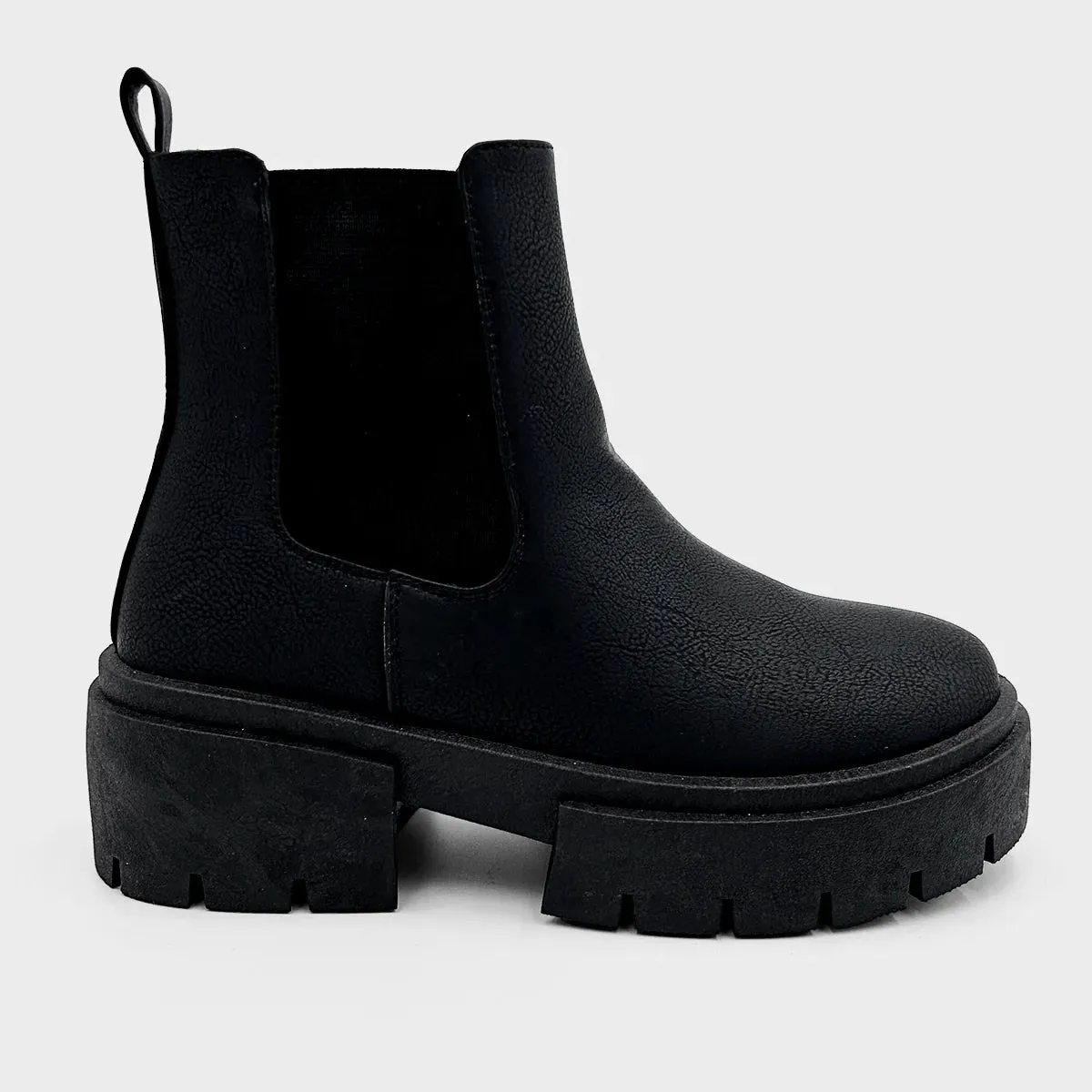 Ladies Black Chunky Chelsea Boot