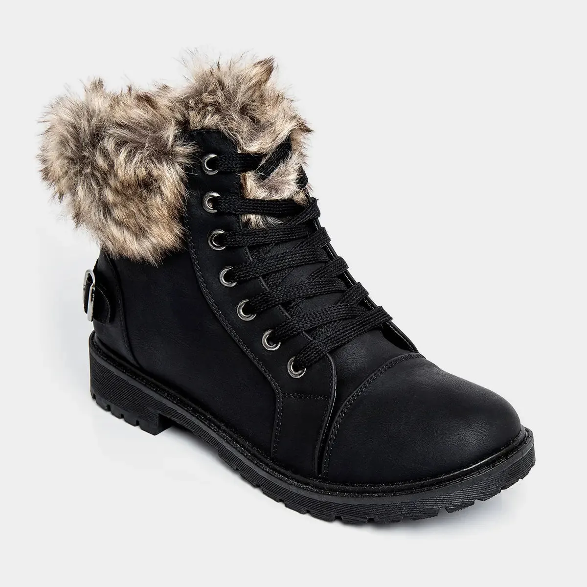 Ladies Fur Trim Hiker Boot