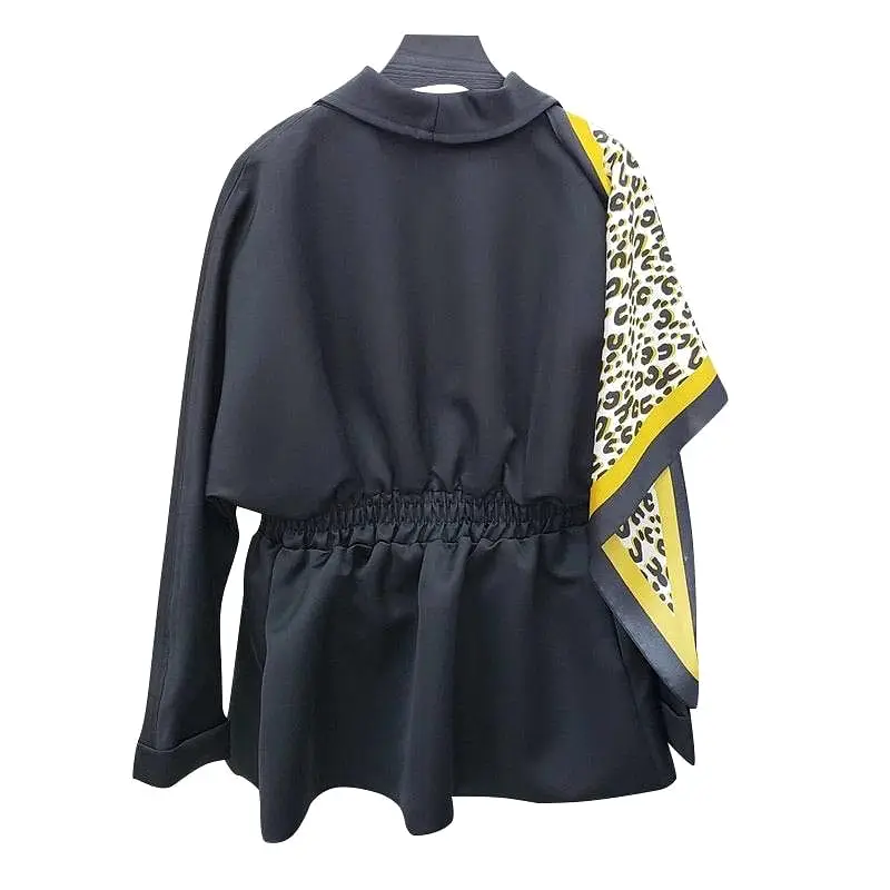 Leopard Print Shoulder Belted Windbreaker Jacket