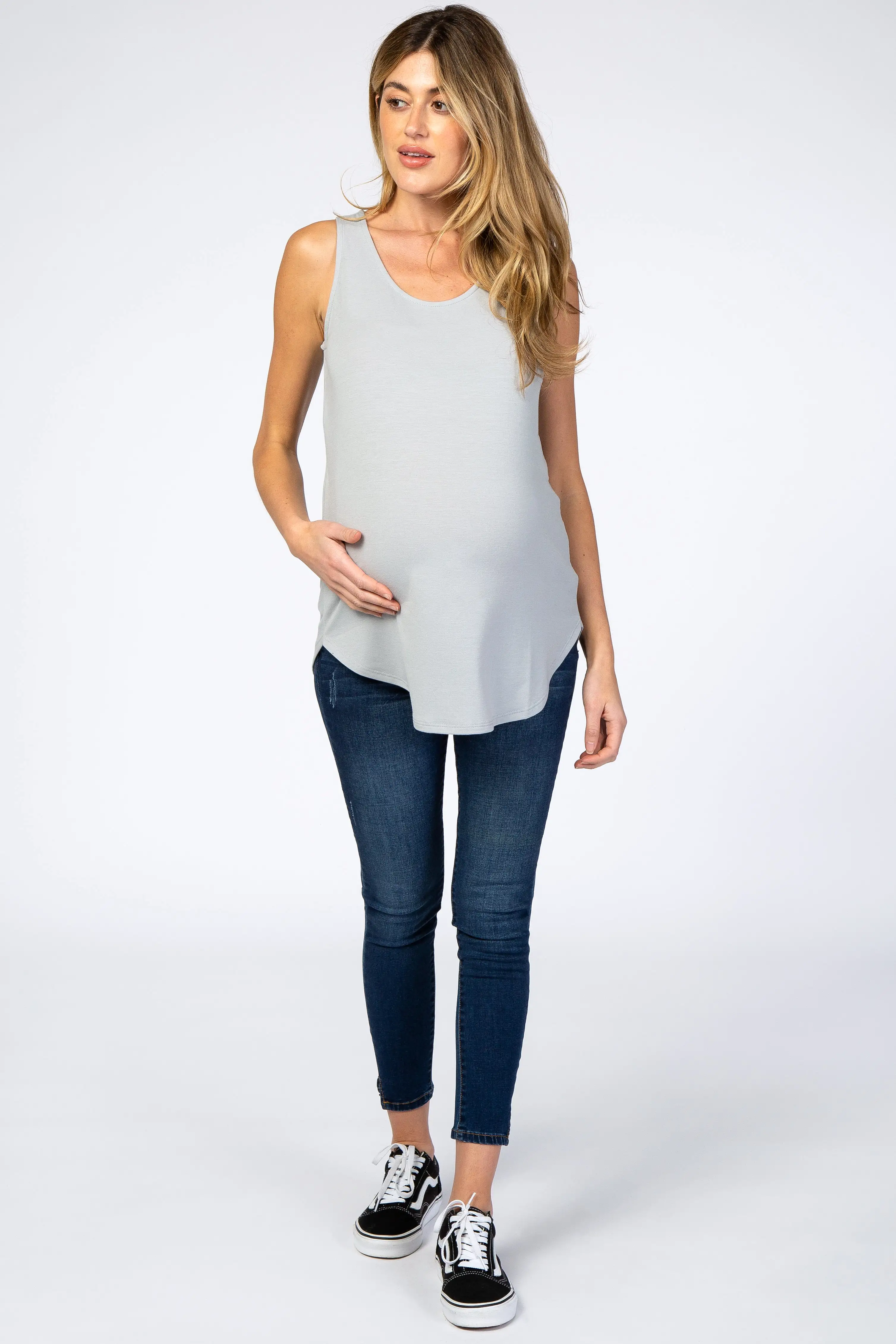 Light Grey Basic Sleeveless Maternity Top