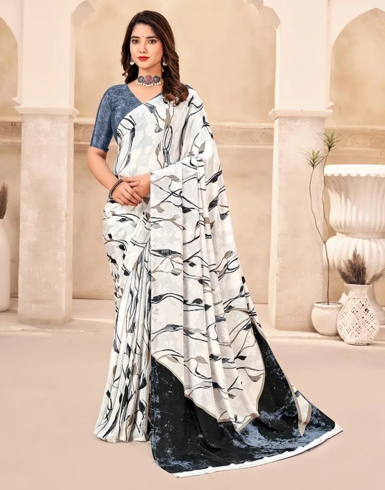 Light Grey Silk Printed Sarees