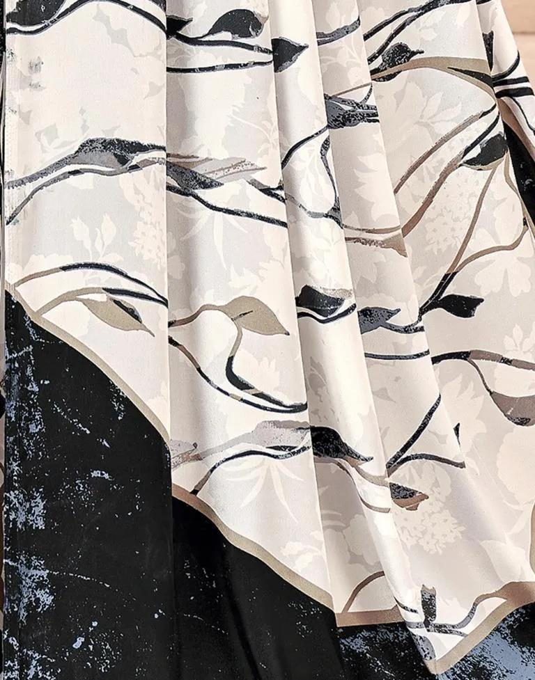 Light Grey Silk Printed Sarees