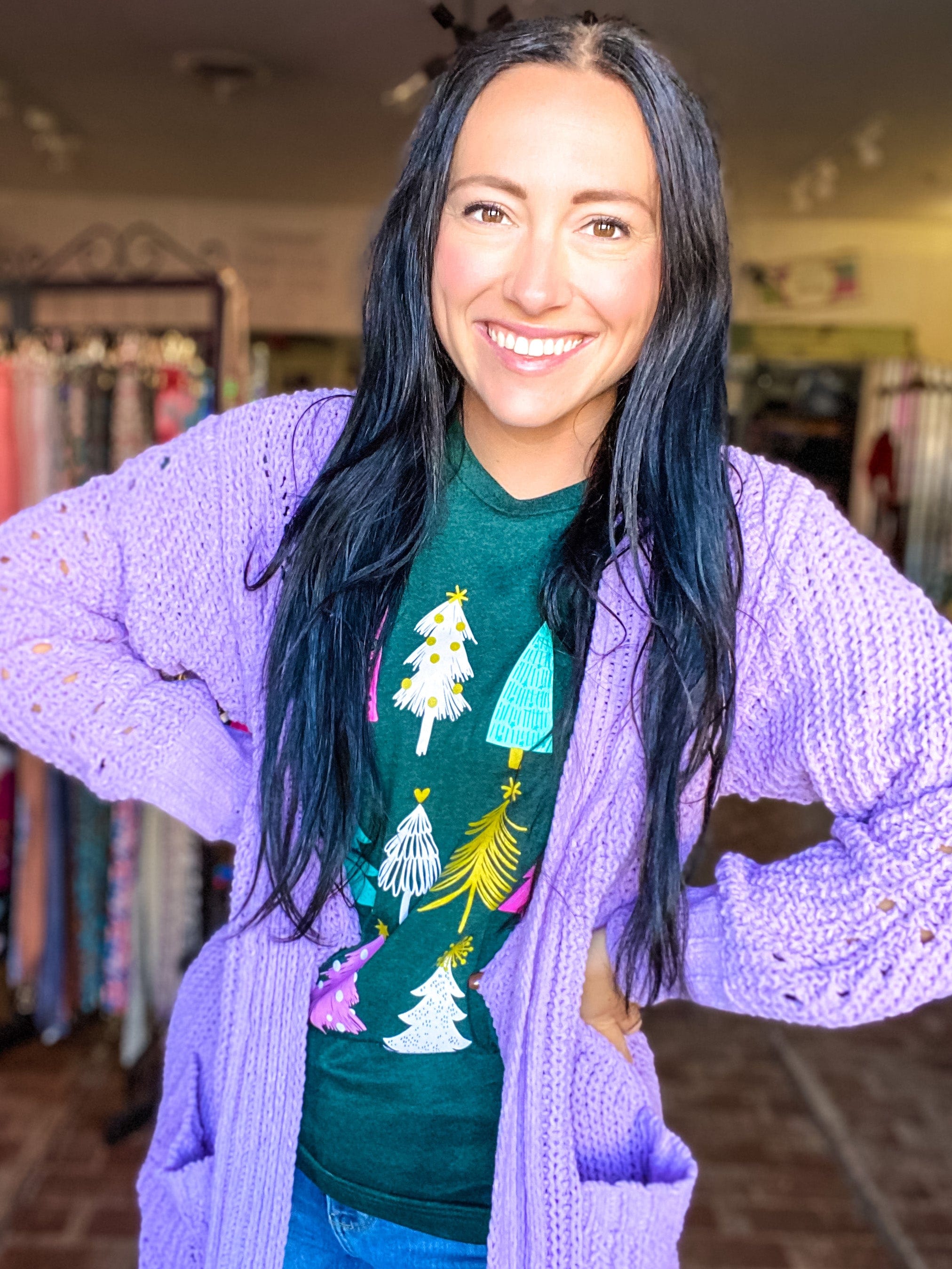 Lilac Chenille Sweater Cardigan