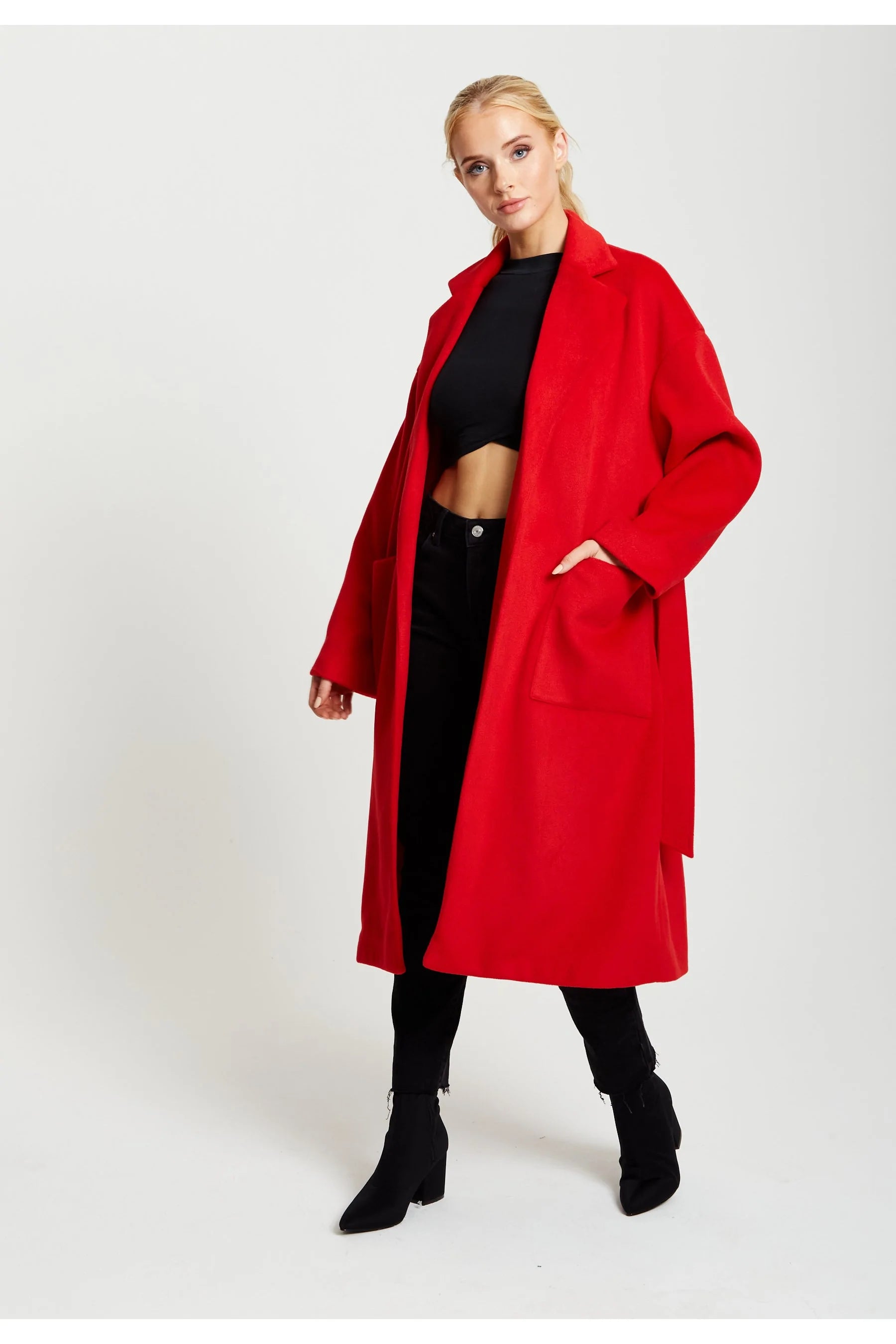 Liquorish Belted Longline Coat