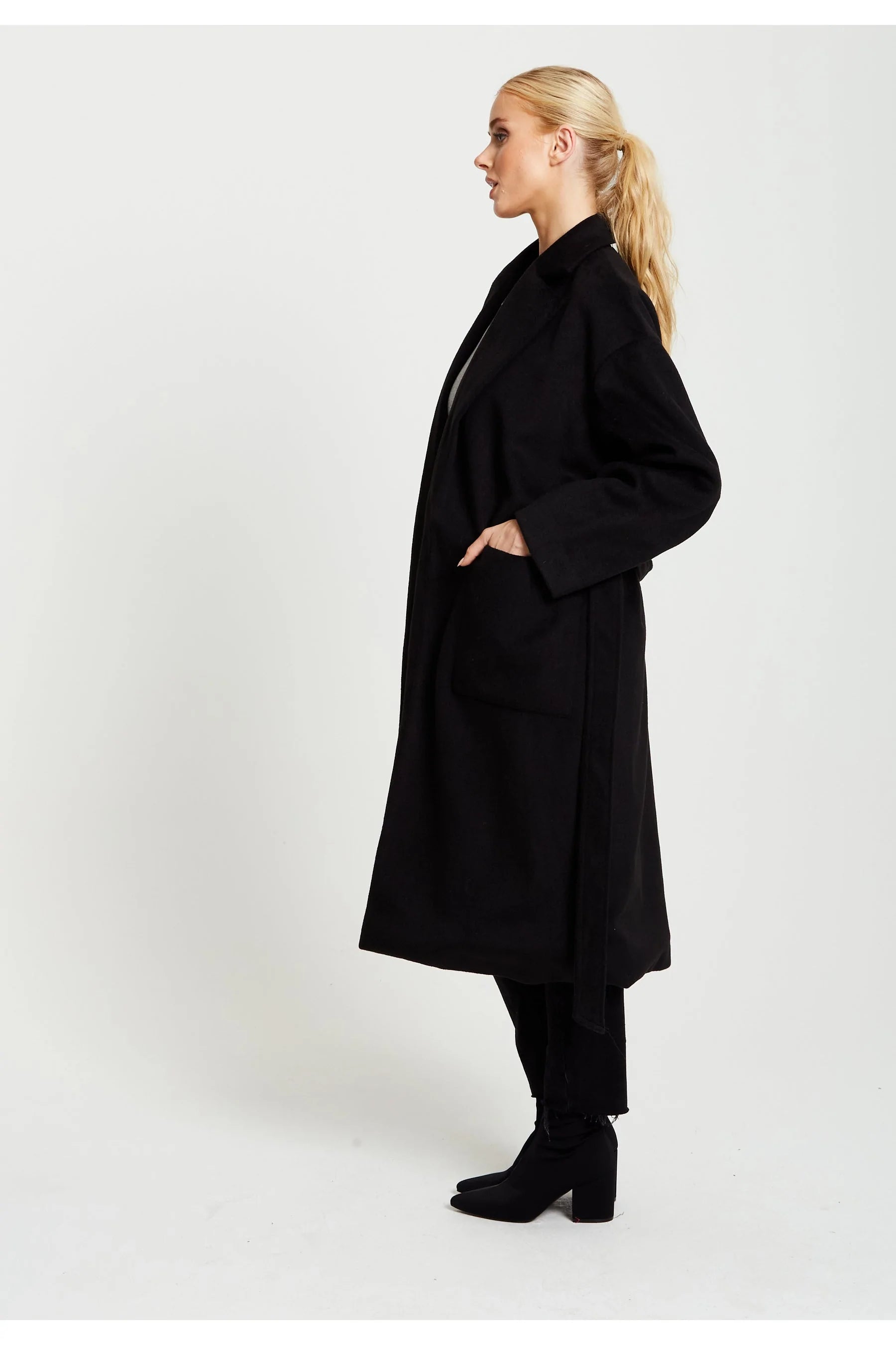 Liquorish Belted Longline Coat