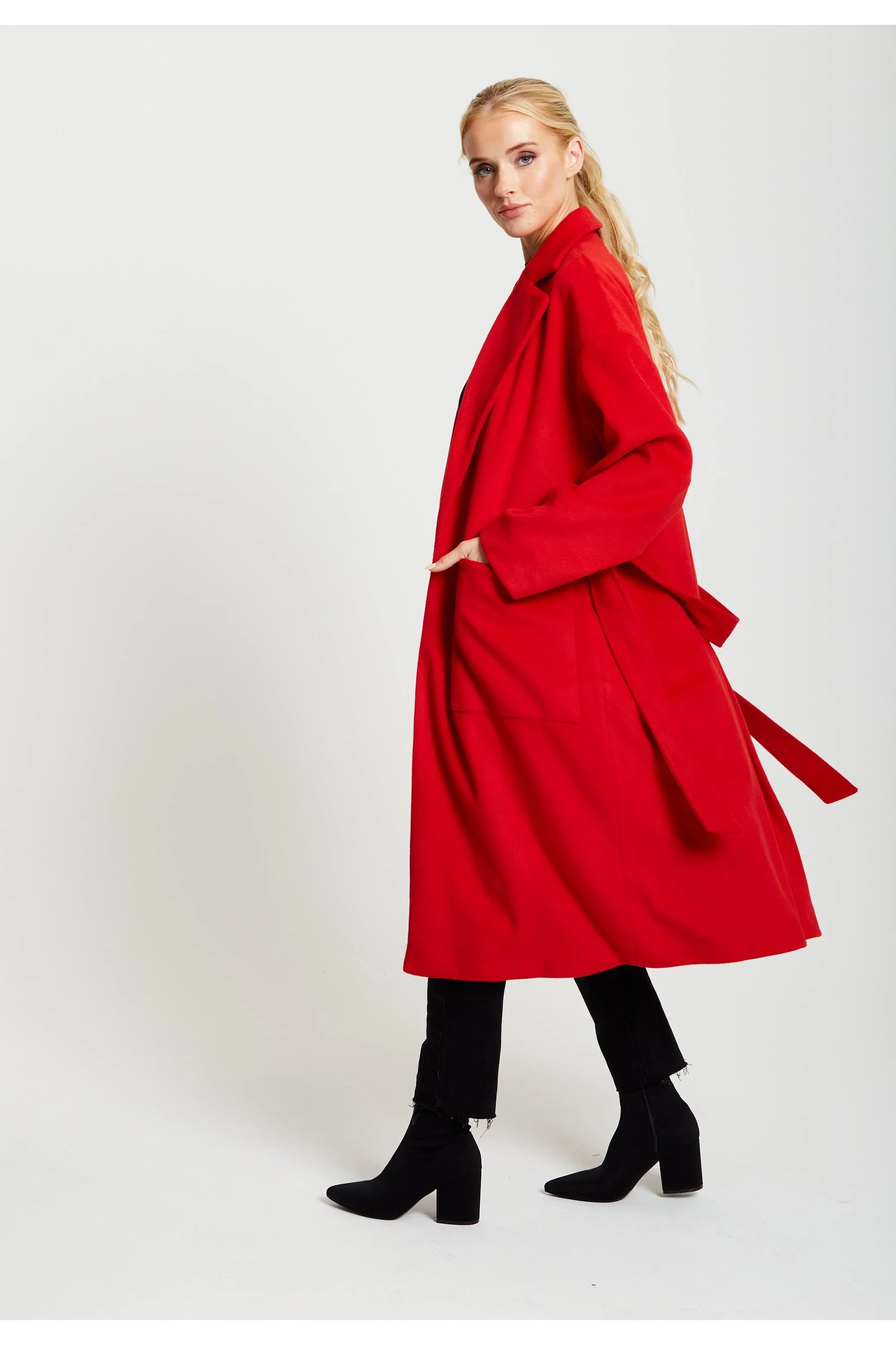 Liquorish Belted Longline Coat