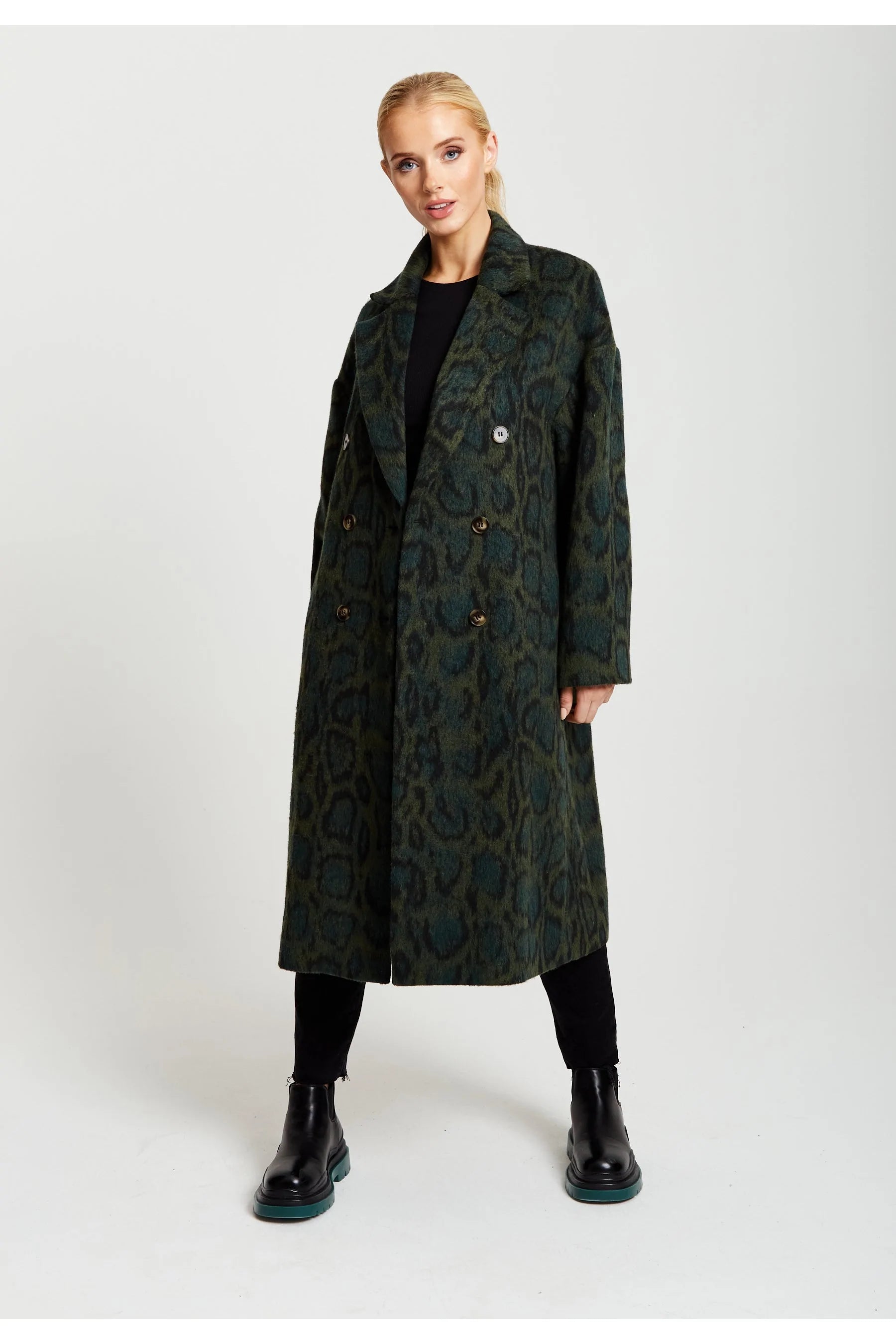 Liquorish Leopard Print Longline Coat