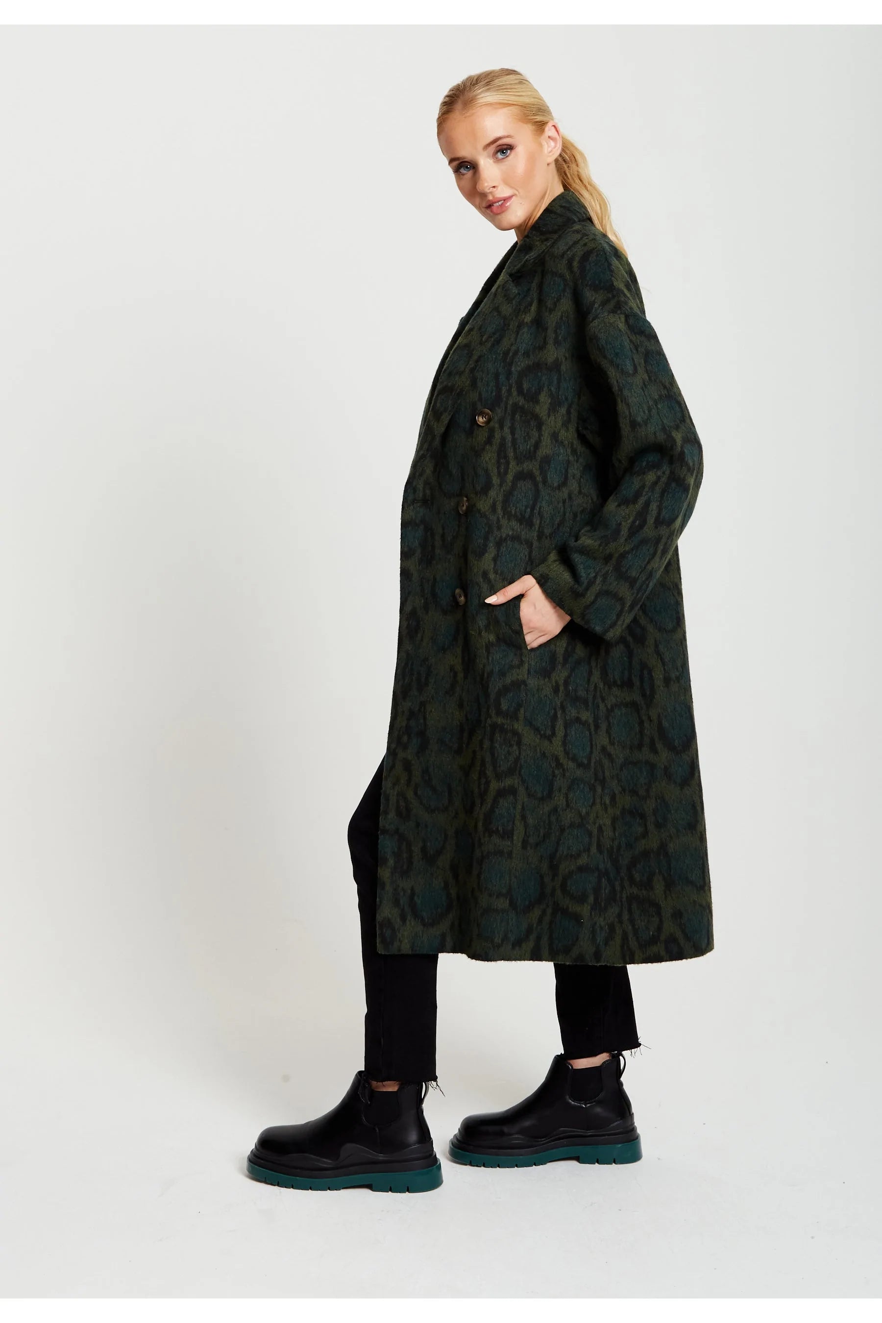 Liquorish Leopard Print Longline Coat