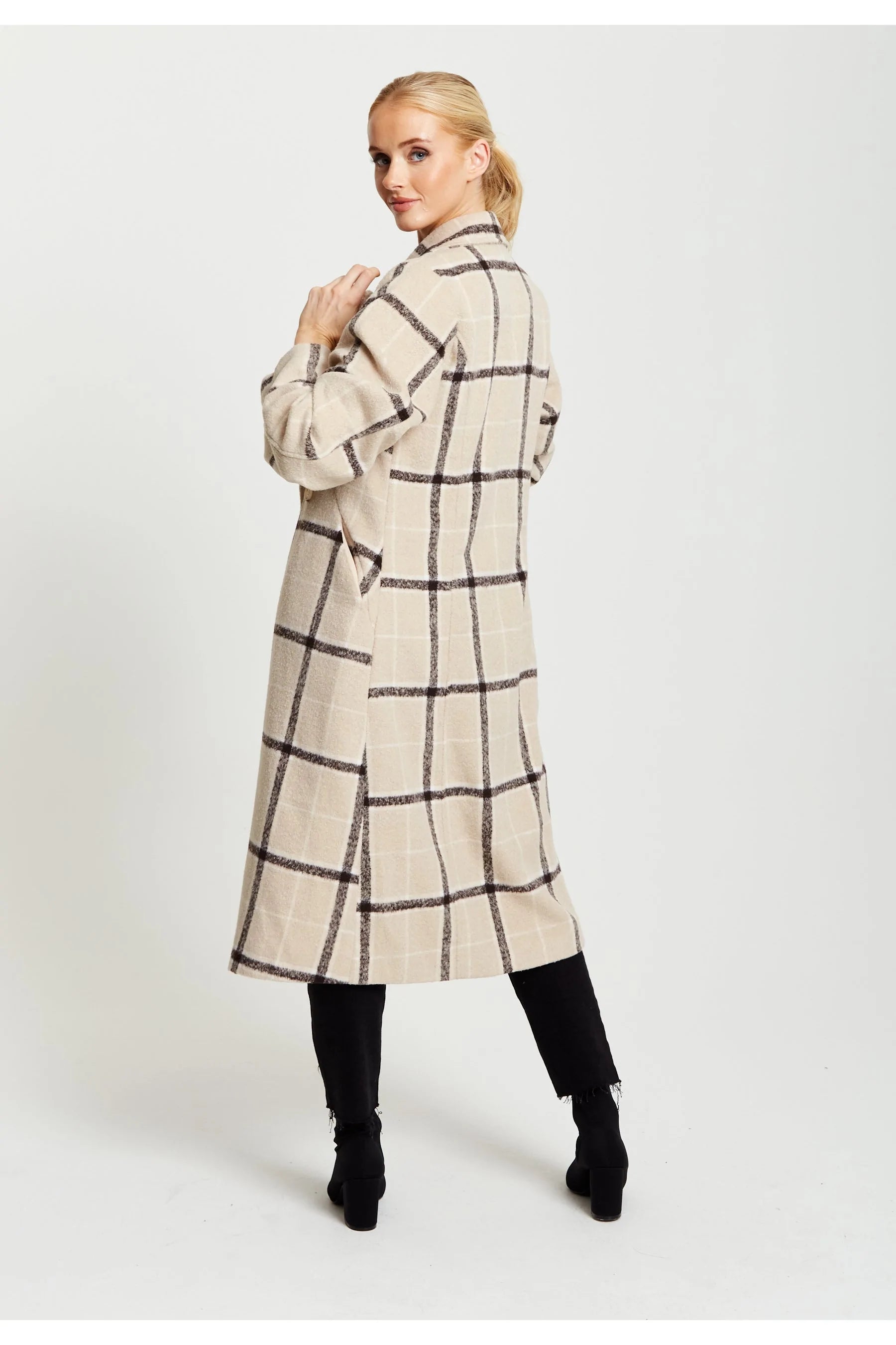 Liquorish Longline Check Coat