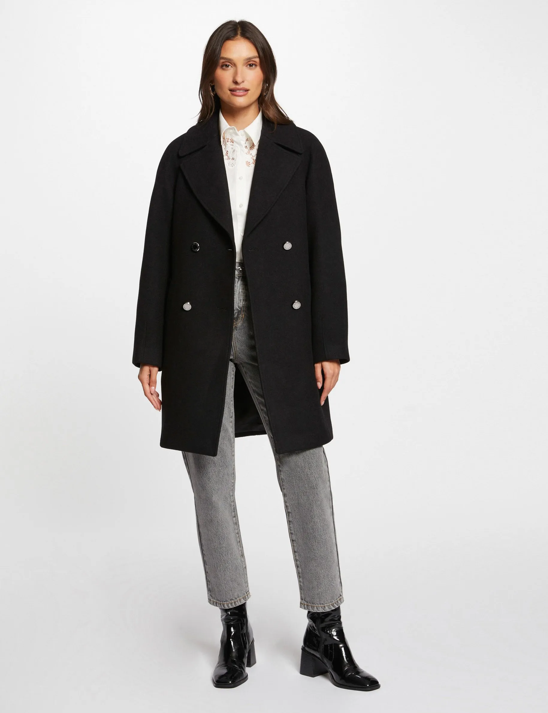 Long loose coat black women