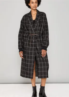 LONG TWEED COAT - BLACK/WHITE