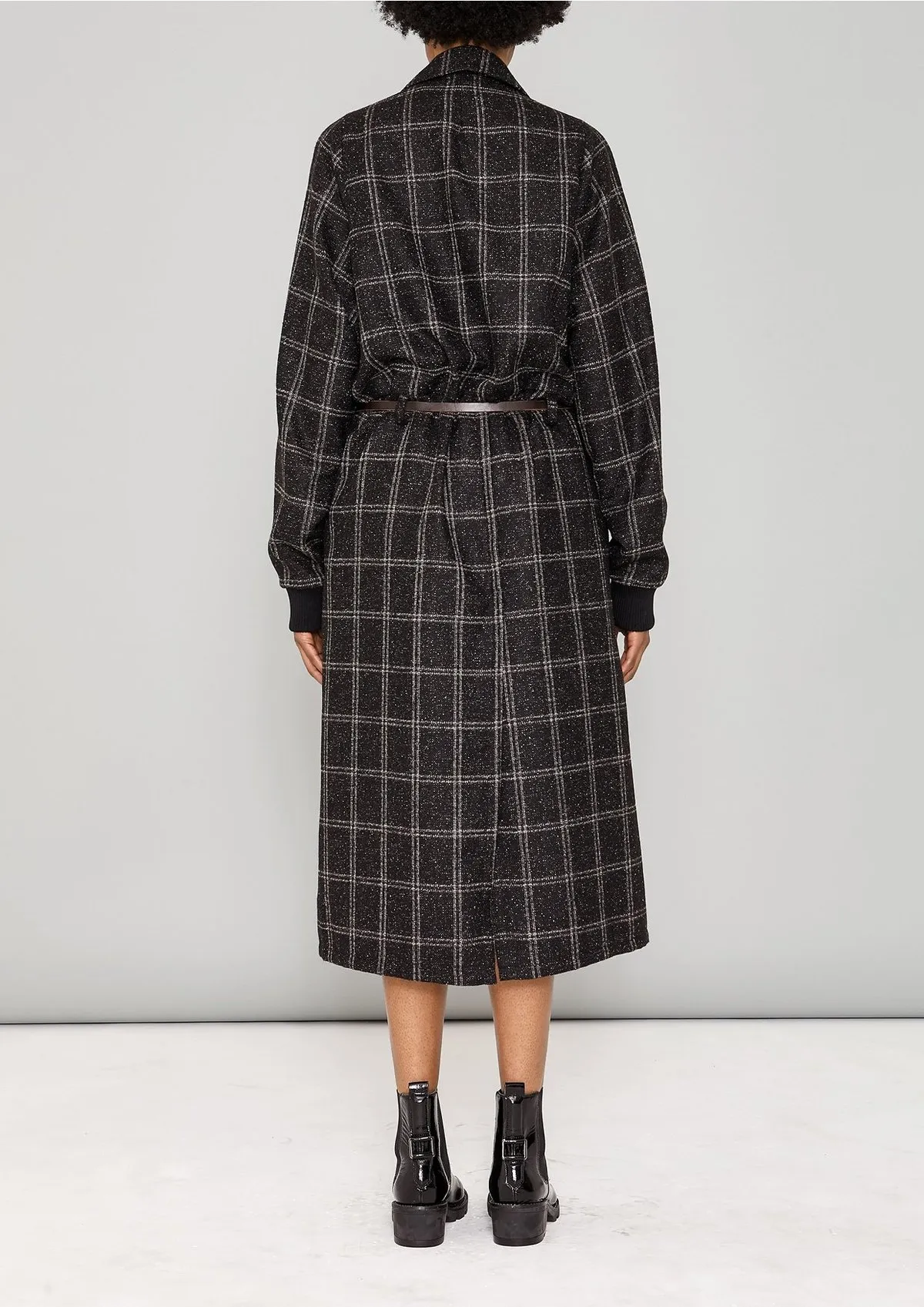 LONG TWEED COAT - BLACK/WHITE